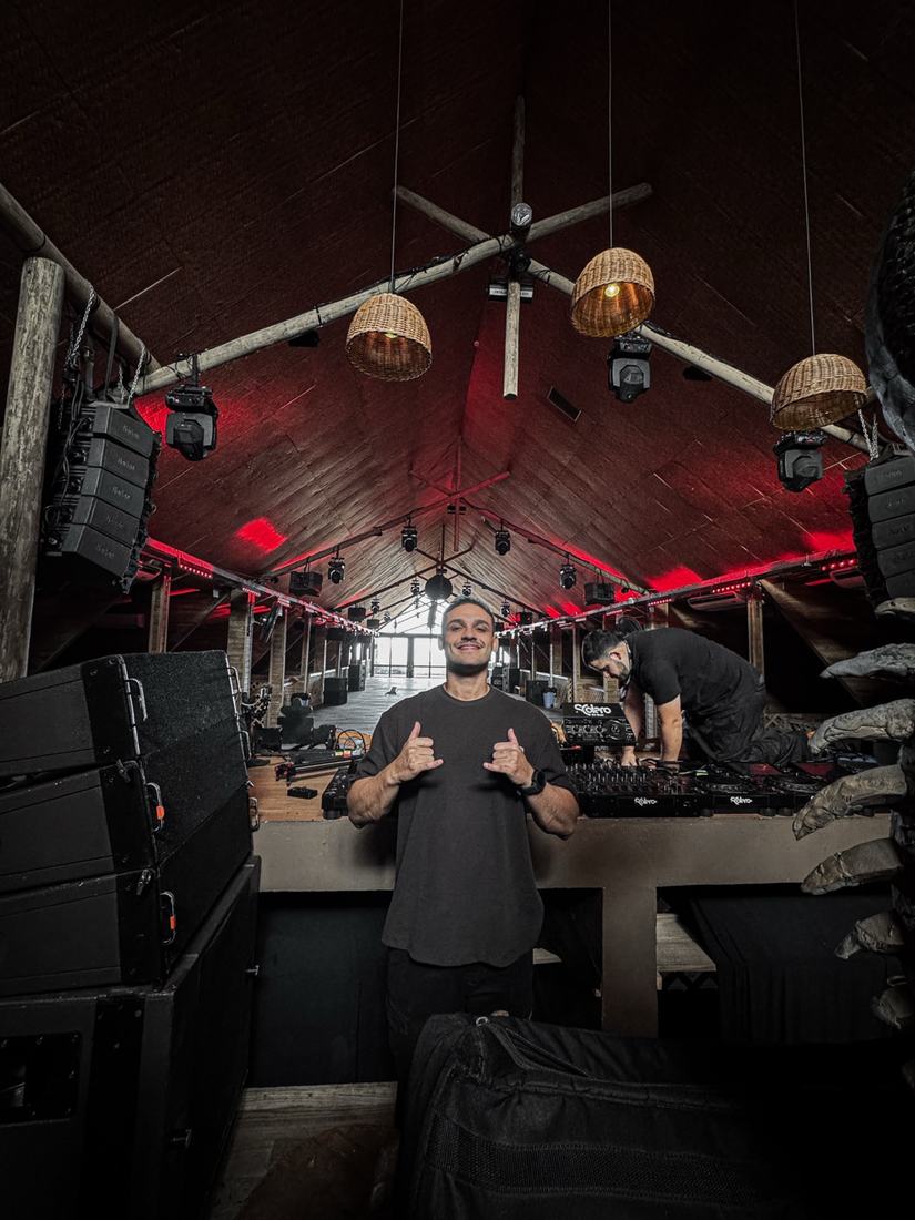 Juan in the DJ booth at Warung Beach Club