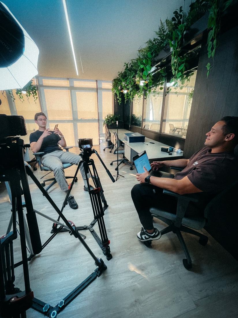 Interview set in a studio