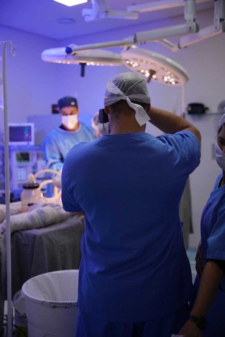 Juan following a surgery in the operating room