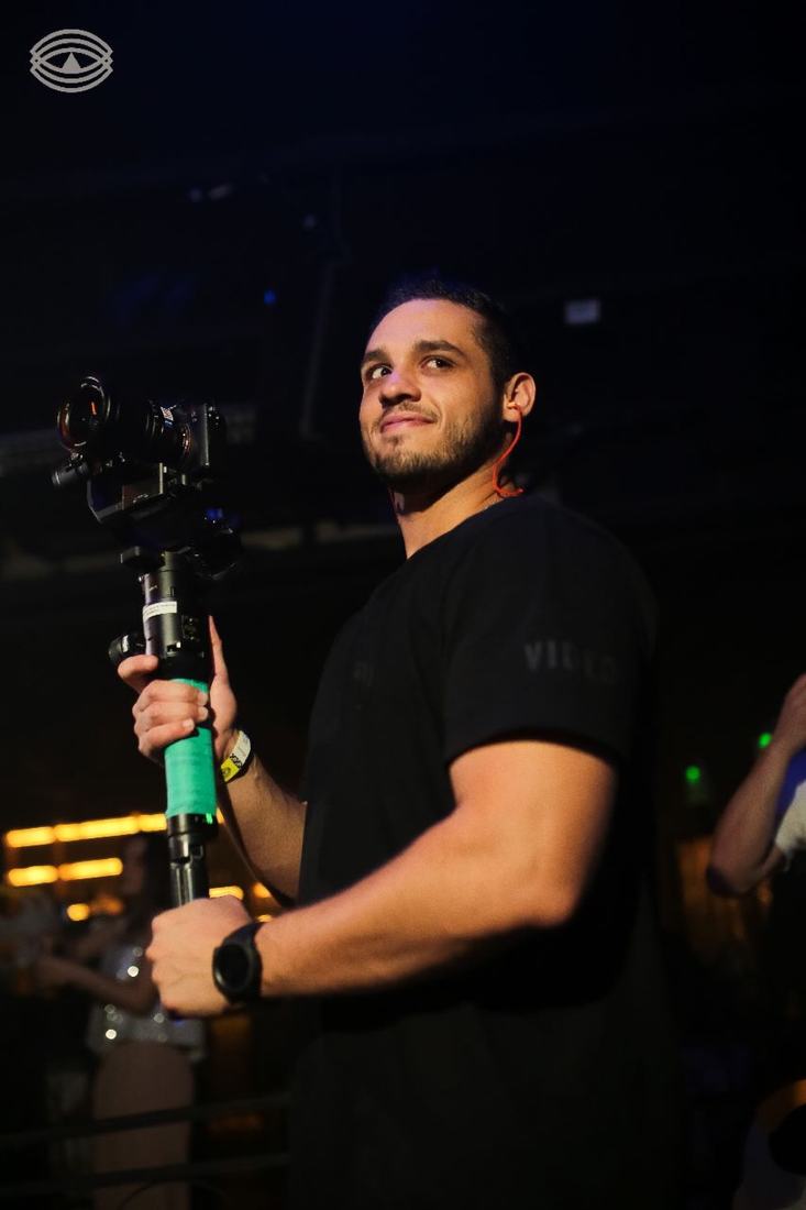Juan with the gimbal on a club dance floor